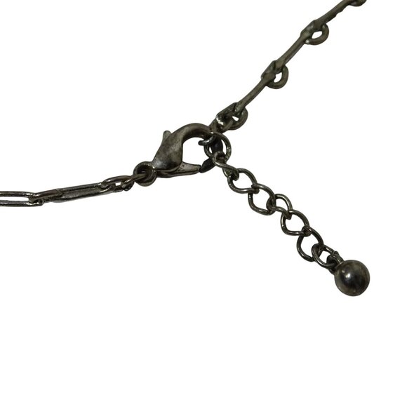 Silver Tone Charm Style Bracelet With Dangling Beads and Geometric Shapes - Picture 3 of 4